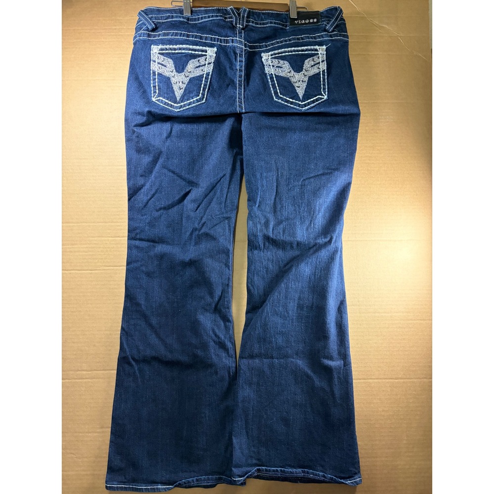 Vigoss The Chelsea‎ Flare Jeans Womens 38x30 Dark Wash Stretch Flare Embroidered
